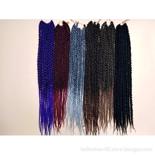Hot sell  Ombre Braiding Hair  Braids synthetic  Hair Extensions 3d cubicTwist Hair 3d Box Crotchet Braids